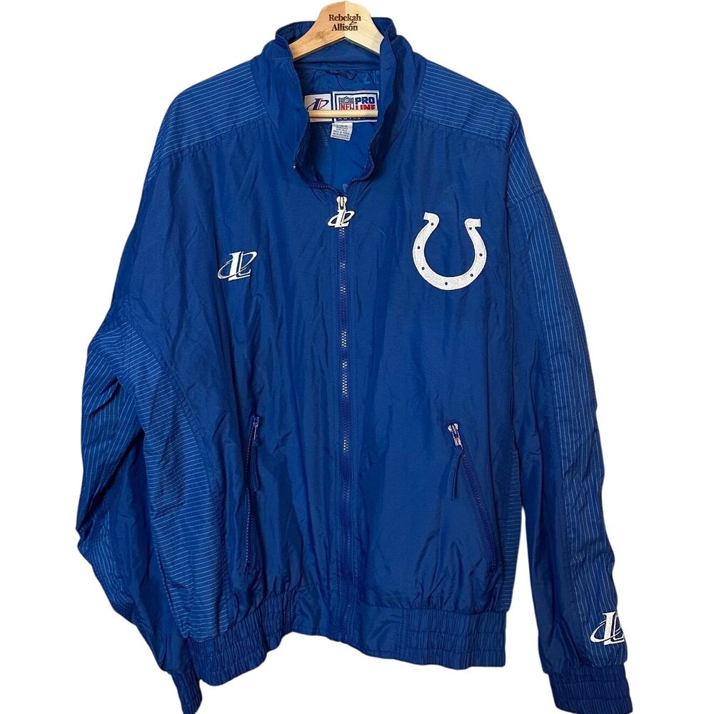 Vintage NFL Pro Line Indianapolis Colts x Logo Athletic Jacket SZ LARGE Blue